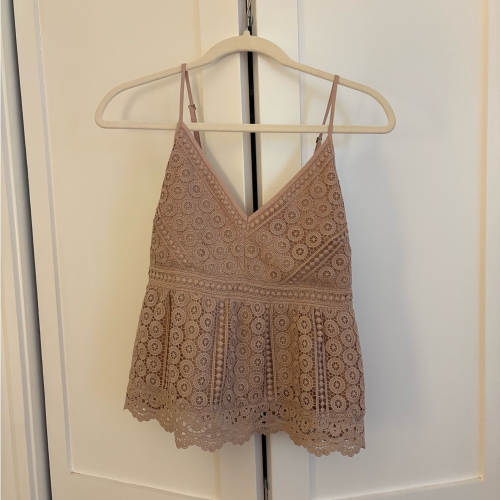 Abercrombie & Fitch Mauve Lace Peplum Camisole